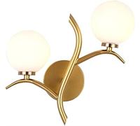HQHYGM Wall Fixtures 2 Light Milky Glass Globe Wall Light Mid Century Style Wall Indoor Wall Mounted Lamp for Bathroom vanities Mirror Restaurant Living Room Stairs