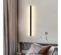 HQHYGM Wall Lamp Long Strip with Switch Nordic Indoor Wall Light Black Aluminum Wall Sconces Bedside Decoration Background Wall for Hallway Stairs Bathroom