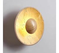 HQHYGM Wall Lamps Sconces Natural Stone Wall Lamp Round Wall Wood Wall Light Moon Hardwired Sconces Indoor Bedroom Bedside Headboard Fixture Living Room Wall Lamps-Wood Color