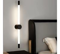 HQHYGM Wall Light Indoor 350° Rotate Wall Long Strip Wall Decorative Black Wall Lamp Aluminium for Living Room Bedroom Corridor (Neutral Light 75cm)