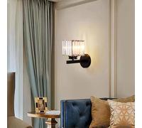 HQHYGM Wall Light Indoor Crystal Wall Lamp Vintage Wall Creatively Decorative Wall (Included) for Bedroom Living Room Kitchen (Black Square Warm Light)