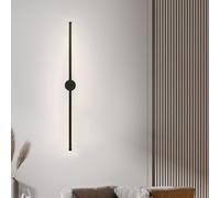 HQHYGM Wall Light Indoor Decorative Wall Lamp 350° Rotation Wall Long Strip Wall Black Aluminium for Bedroom Living Room Corridor (Neutral Light 50cm)
