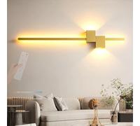 HQHYGM Wall Light Indoor Dimmable 2700K-6500K Wall Lamp with Remote Control Wall Creatively Decorative Wall Long Strip Aluminium for Bedroom Corridor Stairs (Gold 60cm)