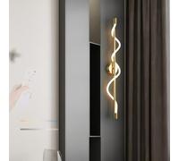 HQHYGM Wall Light Indoor Dimmings 2700K-6500K Wall with Remote Control Wall Lamp Wave Bar Wall Decorative Creatively for Living Room Bedroom Hallway (Copper 90cm)