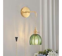 HQHYGM Wall Light Indoor Vintage Wall Lamp with in Wall Creativity Decoration Wall with Glass Shade for Bedroom Hallway Living Room (B)