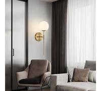 HQHYGM Wall Light Indoor Vintage Wall Lamp with White Globe Glass Shades Wall Decorative Creatively Wall Iron for Bedroom Hallway Living Room (Gold 1 Pack)