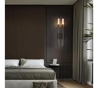 HQHYGM Wall Light Indoor Wall Lamp Creatively Wall Nordic Background Decoration Wall Acrylic for Living Room Bedroom Hallway (Black-Warm Light Double)