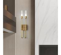 HQHYGM Wall Light Indoor Wall Lamp Creatively Wall Nordic Background Decoration Wall Acrylic for Living Room Bedroom Hallway (Copper-White Light Double)