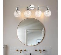 HQHYGM Wall Light Indoor Wall Lamp with Globe Glass Shade Wall Wall Retro Creatively Iron (Not Included) for Mirror Living Room Hallway (Silvery 4 Lights)