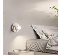 HQHYGM Wall Light Indoor with Adjustable Rotatable Spotlight Wall Lamp 90° + 350° Rotate Wall with Switches Wall Nordic Decorative for Bedroom Hotel Office (Circle Right Warm Light)