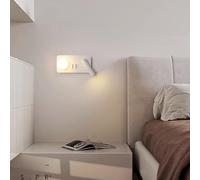 HQHYGM Wall Light Indoor with Adjustable Rotatable Spotlight Wall Lamp 90° + 350° Rotate Wall with Switches Wall Nordic Decorative for Bedroom Hotel Office (Square Left Warm Light)