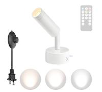 HQHYGM Wall Light Indoor with Remote Control Dimming Wall Lamp with and Switches Wall 90°+° Rotate Wall for Accent Plants or Artwork (White 1 Pack)