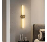 HQHYGM Wall Light Long Strip Wall Lamp Nordic Style Wall Long Strip Gold Wall Decorative Indoor for Bedroom Living Room Vanity (Warm Light 120cm)