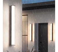 HQHYGM Wall Light Outdoor/Indoor Decorative Wall Lamp IP65 Waterproof Wall Long Strip Wall Aluminium Black for Balcony Garden Hallway (Neutral Light 30cm)