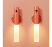 HQHYGM Wall Light RGB Colour Wall Lamp Indoor with Motion Sensor Wall with Wall Battery Operated 2700K for Bedroom Living Room Corridor (Orange 2 Packs)