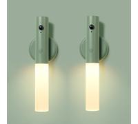 HQHYGM Wall Light RGB Colour Wall Lamp Indoor with Motion Sensor Wall with Wall Battery Operated 2700K for Bedroom Living Room Corridor (Green 2 Packs)