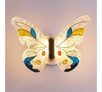 HQHYGM Wall Light Wall Stained Glass Wall Lamp Nordic Butterfly Wall Sconces Fixture 3 Color Mode Wall Mounted Lamps for Living Room Bedroom