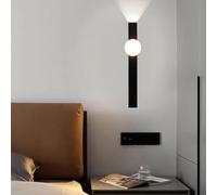 HQHYGM Wall Light with Double Wall Lamp Spherical Acrylic Lampshade Wall Indoor Long Creative Decorative for Corridor Living Room Dining Room (40cm Black White Light)