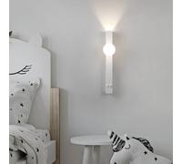 HQHYGM Wall Light with Double Wall Lamp Spherical Acrylic Lampshade Wall Indoor Long Creative Decorative for Corridor Living Room Dining Room (40cm White White Light)