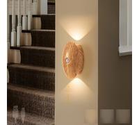 HQHYGM Wall Light with Motion Sensor Wall Sconces USB Rechargeable Magnetic Indoor Wall Lamp 3000K/4000K/6000K Dimmable Oval for Bedroom Hallway Living Room (Shallow Wood)