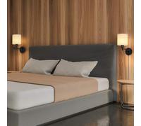 HQHYGM Wall Light with Wall with with Brown Linen Lampshade Wall Lamp 240°Swing Arm Wall Lamps Bedside 1.7m Cable Bedroom Hallway Living Room Study