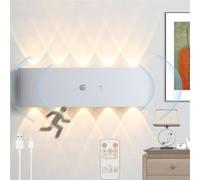 HQHYGM Wall Lights with Motion Sensor Rechargeable USB Dimmable Wall with Remote Control Wall Lamp Cordless Night Light for Living Room Bedroom Corridor Stair (10 Lights)