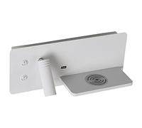 HQHYGM Wall Mounted Reading Light USB Charging Bedside with Switch Wireless Charger Adjustable Headboard Lamp Bedroom Wall Wash Lights Focused Bed Reading Spotlights/White/Left