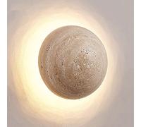 HQHYGM Wall Nordic Round Wall Mount Light Natural Stwall Lamp Globe Hardwired Sconces 15W Wall Wash Lights Indoor for Living Room Bedroom Restaurant/6000K