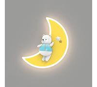 HQHYGM Wall Wall Light for Children's Room Cartoon Moon Wall Lamp Kids Bedroom Bedside Wall Mount Fixtures 8W 3 Color Mode Wall Sconces Night Lights