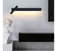 HQHYGM Wall with Double Switches Wall Lamps Aluminium Acrylic Long Wall with Rotatable Spotlight for Living Room Bedroom Bedside Reading (120cm Black Warm Light)