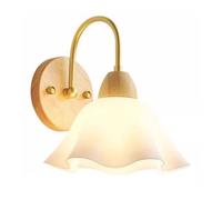 HQHYGM White Flower Wall Lamp Wooden Bedside Wall with Acrylic Shade Fixture Interior Decorative Wall Light Wall Lamps for Living Room Bedroom