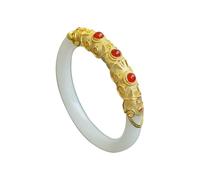 HQHYGM White Jade Bangle Bracelet for Women Good Luck Bracelet Woman Fashion Vintage Ancient Gold Inlaid Jade Stone Bangles(Jade Stone Bracelet34, 60-61)