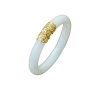 HQHYGM White Jade Bangle Bracelet for Women Good Luck Bracelet Woman Fashion Vintage Ancient Gold Inlaid Jade Stone Bangle Bracelet Mother Gift Birthday(Jade Stone Bracelet31, 58-59)