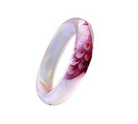 HQHYGM White Jade Bangle for Women Good Luck Bangle Bracelet Ice Jade Bangle Fashion Vintage Stone Bracelet Christmas(Women Jade Bangle113, 58-59MM)