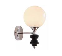 HQHYGM Wood Candlestick Wall Globe Wall Lamp Chrome Metal Wall Light with Glass Lampshade Fixture Bedside Decorative Wall Lamps Minimalist