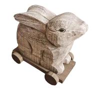 HQHYGM Wood Carved Rabbit Figurine Animal Figure Unique Home Decor Art Carving Work for Bedroom Table Living Room Collectible