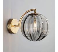 HQHYGM Wrought Iron Glass Wall Lamp Postmodern Bedroom Bedside Wall Light Living Room Wall Light Fixtures Dining Room Fixtures/Smoke Grey