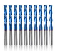 HQMaster 10PCS 1/8 17mm Carbide Flat Nose End Mill CNC Router Bits Double Flute Spiral Set Tool Nylon Resin ABS Acrylic PVC MDF Hardwood by HQMaster