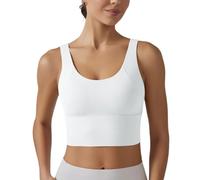 HQMOMO Sexy Damen Ärmloses Tanktops Workout Crop Top Yoga Tops Sommer Fitness Tops,V-förmihlt-gepolsterte Sport-BH, Workout,Yoga,Joggen, F, L