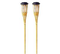 HQQN 2 antorchas solares de bambú para jardín al aire libre, paisaje, camino, luces solares para césped (luz cálida)