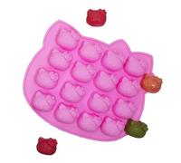 HQR Molde Bombones Silicona,Molde Chocolate,Bonita Forma de Gatito,Cubiteras para Hielo,Kitty,Moldes Reposteria,Moldes Silicona Chocolate,16 Cavidades,3D Moldes Chocolate Silicona