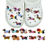 HQRKOTM 10 colgantes de perro salchicha para Crocs,pins para crocs,Regalo de cumpleaños