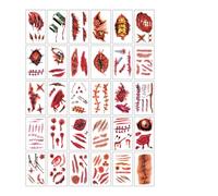 HQRKOTM 30 PCS Tatuajes Temporales de Cicatriz Zombie para Halloween, Decoración de Maquillaje para Fiestas de Terror y Cosplay