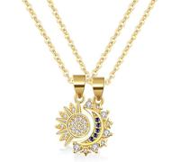 HQRKOTM Collier soleil et lune 2 pièces, collier couple, collier mère et fille, pour mère fille amitié sœur BFF bijoux d'amitié