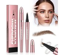 HQRKOTM Lápiz de cejas mágico 3D resistente al agua, lapiz cejas microblading con aplicador de tenedor de 4 puntas (marrón oscuro)