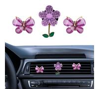 HQRNYP 3 clips brillantes para ventilación de coche, ambientador de flores, pinzas de salida de acondicionamiento de vehículos, abrazadera difusora de dijes de decoración de automóvil para mujeres y