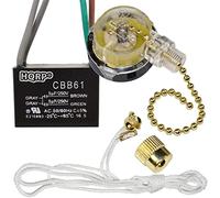 HQRP Kit de condensador de ventilador de techo CBB61 5uf+5uf de 4 cables con certificación UL e interruptor de ventilador de 3 velocidades