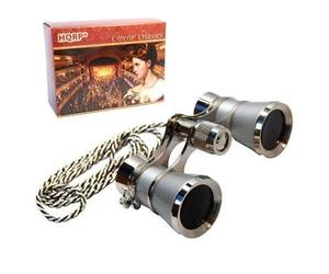 HQRP Prismáticos de ópera/Binocular de Teatro 3 x 25 de Color Platino con Cadena Plateada