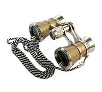 HQRP Prismáticos de ópera/Binocular de Teatro 3 x 25 Dorado con Cadena Plateada