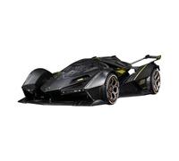 HQRTYBI 1:22 para modelo de coche de aleación V12 con efectos de luz de sonido y puertas que se pueden abrir (negro)